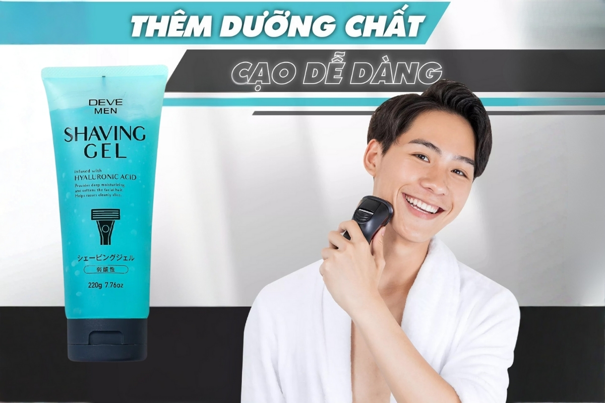 Gel Cạo Râu Deve Men Shaving Nhật Bản 220g - Làm Mềm Râu, Cạo Sạch Không Gây Rát